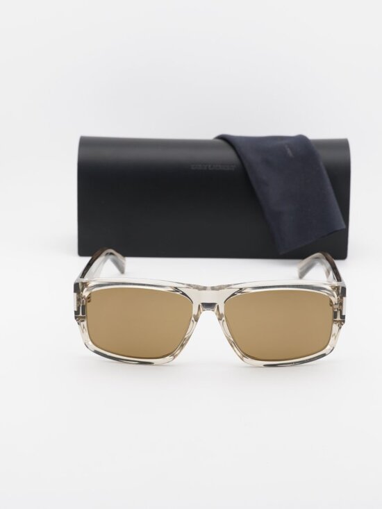 Saint Laurent SL689 005 Rectangle Sunglasses - Shiny Beige/Brown main image 9